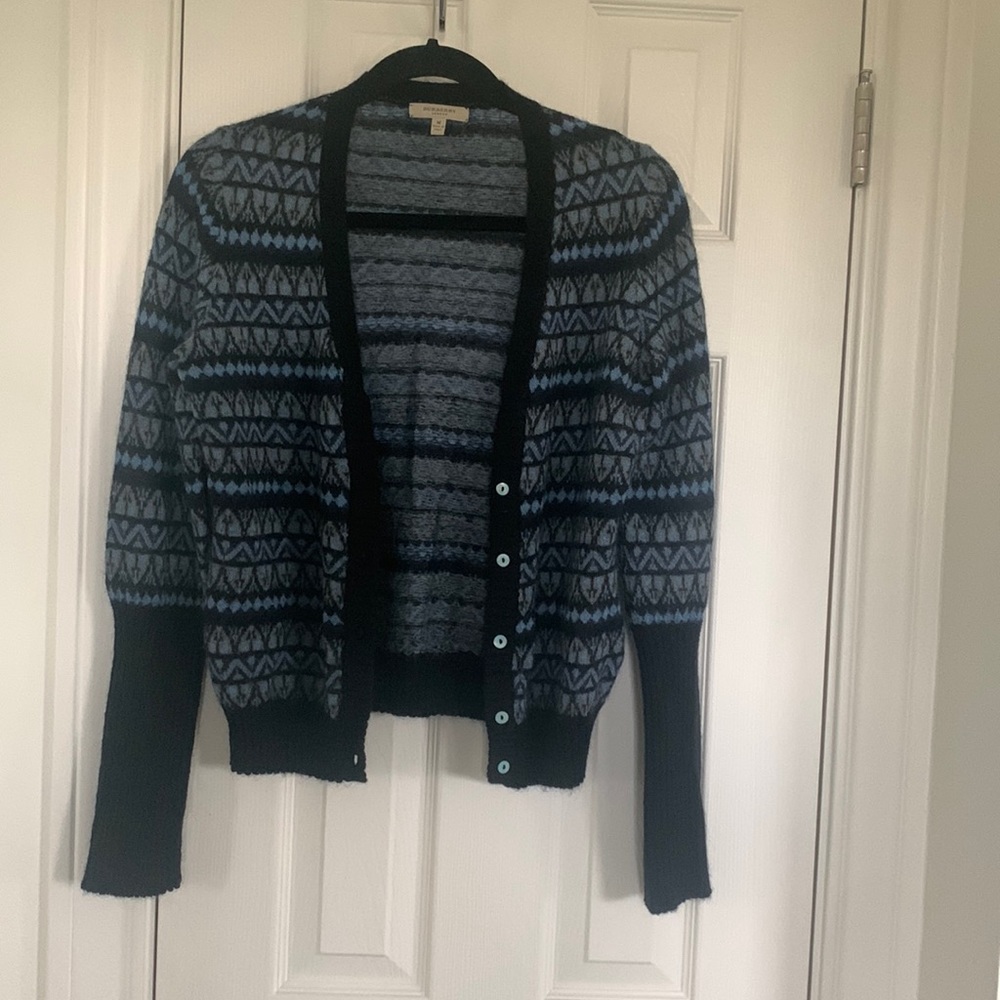 Burberry Cardigan, dark blue, brown, black, M